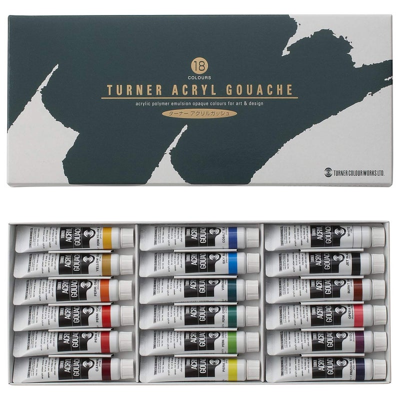 Turner Colour Works Turner's Acrylic Gouache 18 Color School Set, AG18C, 0.4 fl oz (11 ml) - Image 1